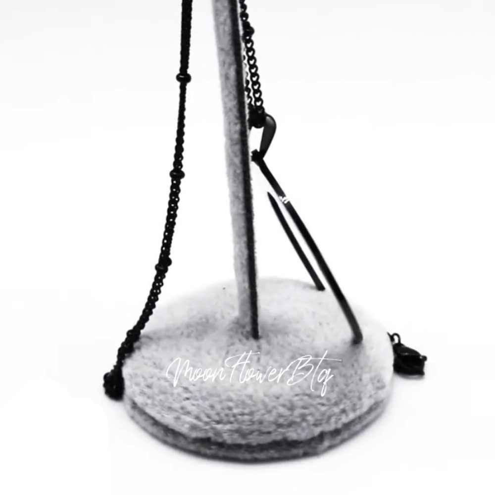 Large Black Goth Moon Pendant Necklace - Picture 6 of 7